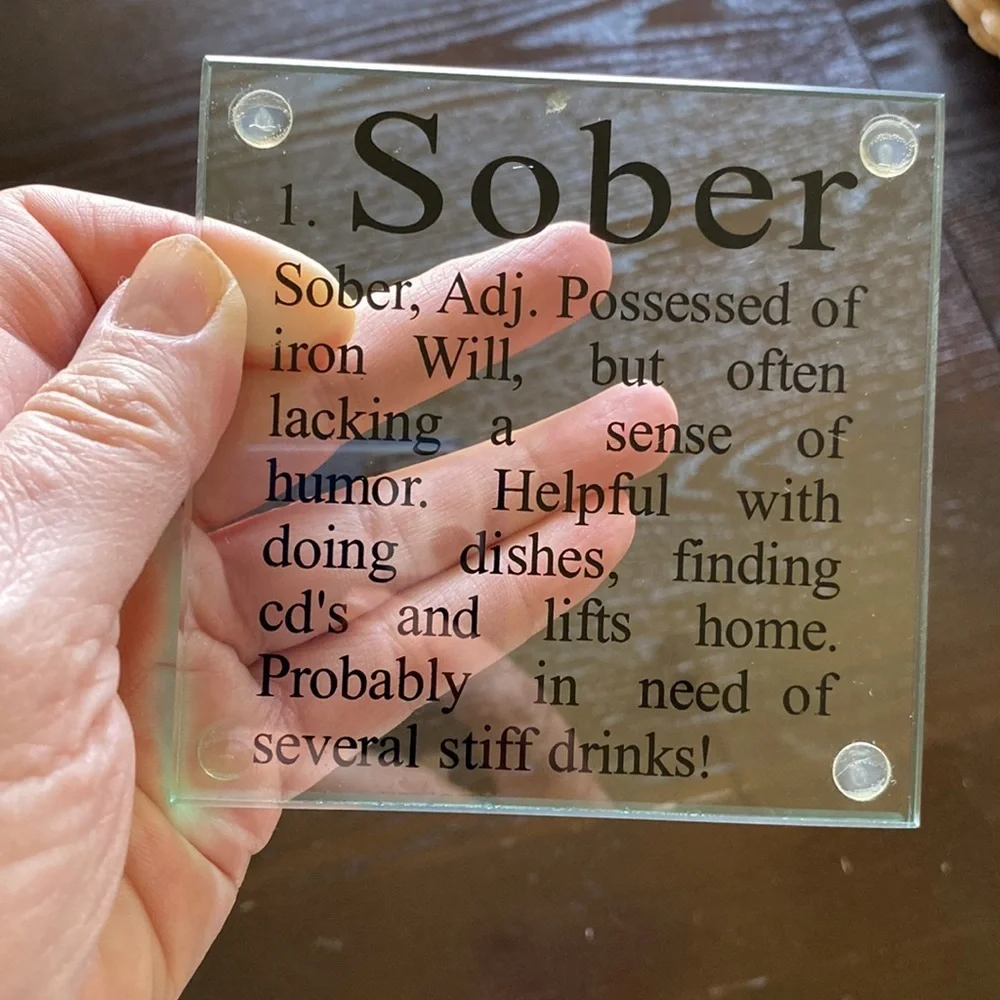 Bar Drink Coasters - Set of 6 - Glass 4” x 4”‎